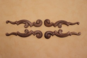 Dekor 10,5x2,5cm, ornament, aplikacja 4szt - D131