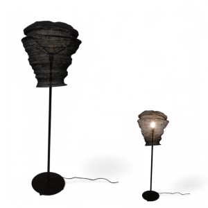 7425 NOWA lampa podłogowa z plecionym, metalowym abażurem, Lena - OrangeLine 