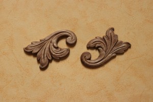 Dekor 8,5x4,5cm, aplikacja, sztukateria 2szt- D154